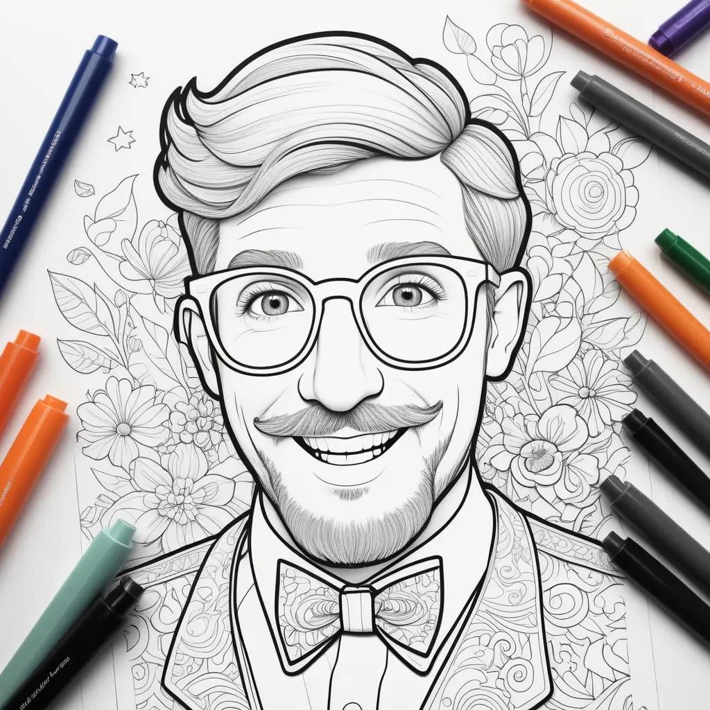 man coloring with a blippi coloring page