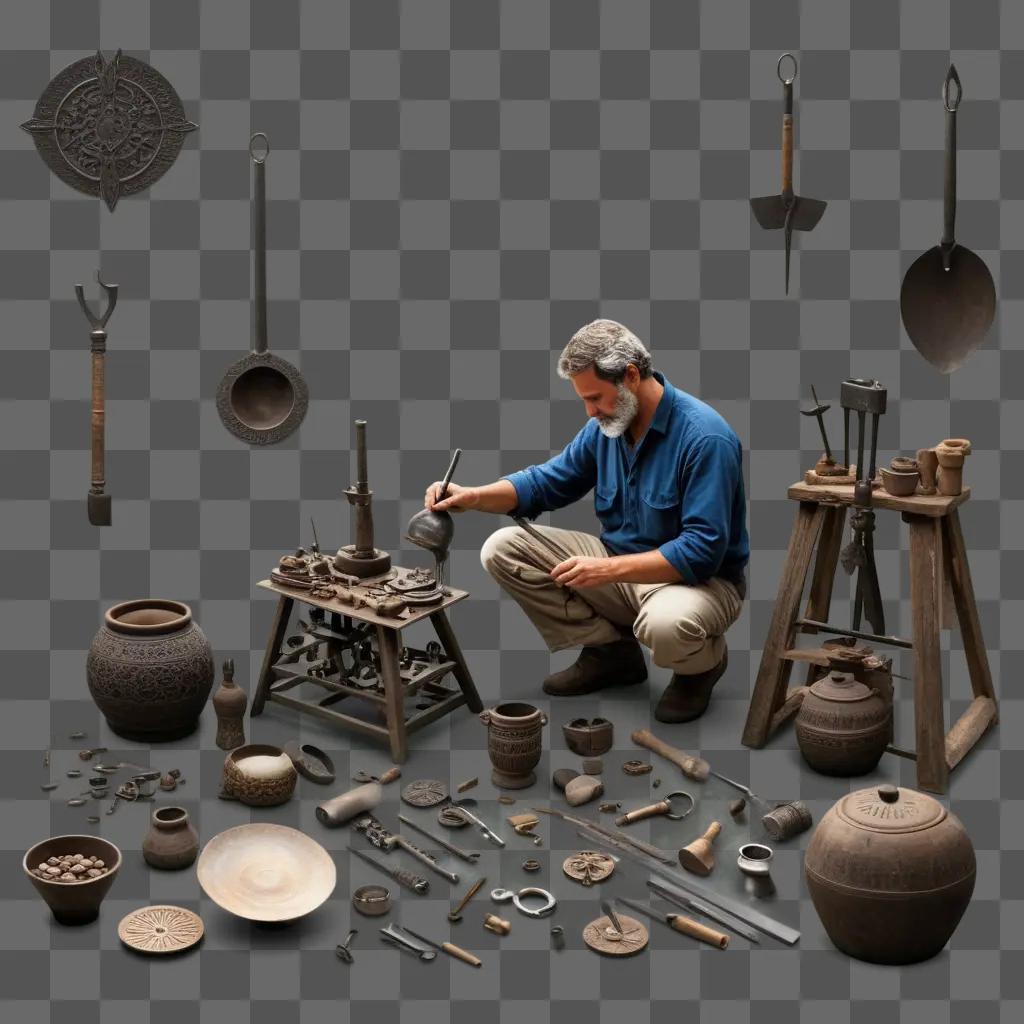 工房で陶器を作る男