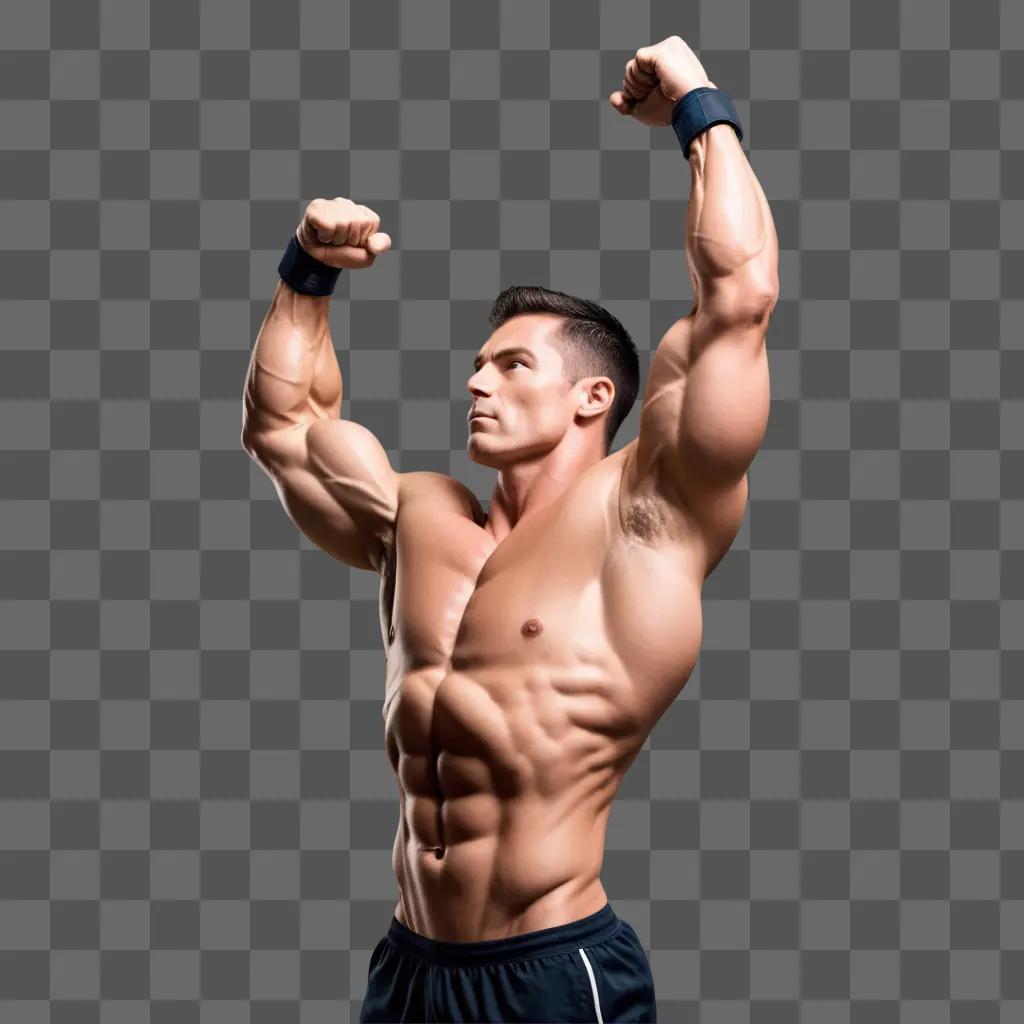 man flexes his muscular arms for a photo