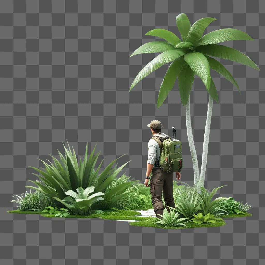 man in a backpack exploring a jungle