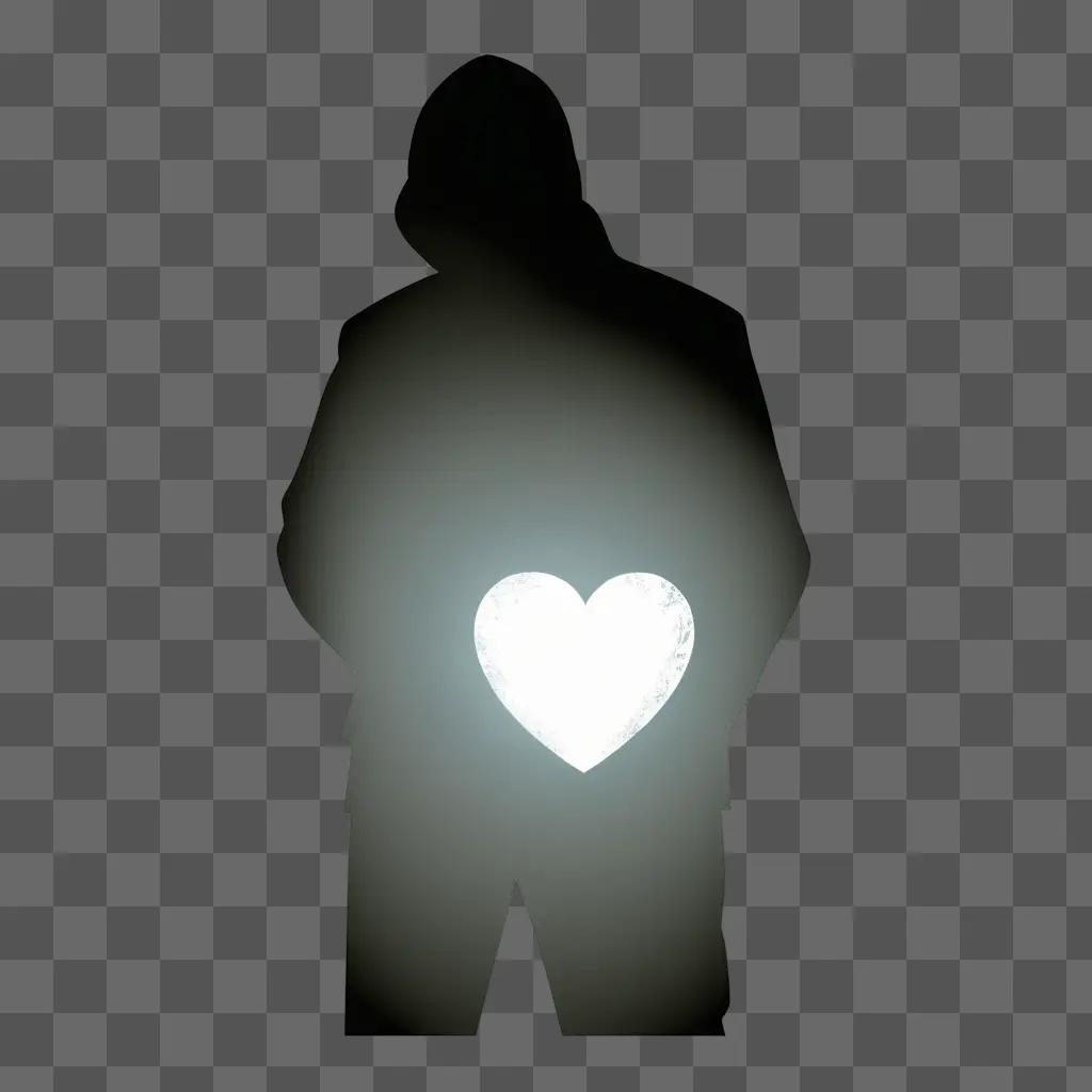 man in a dark shadow with a heart on his back