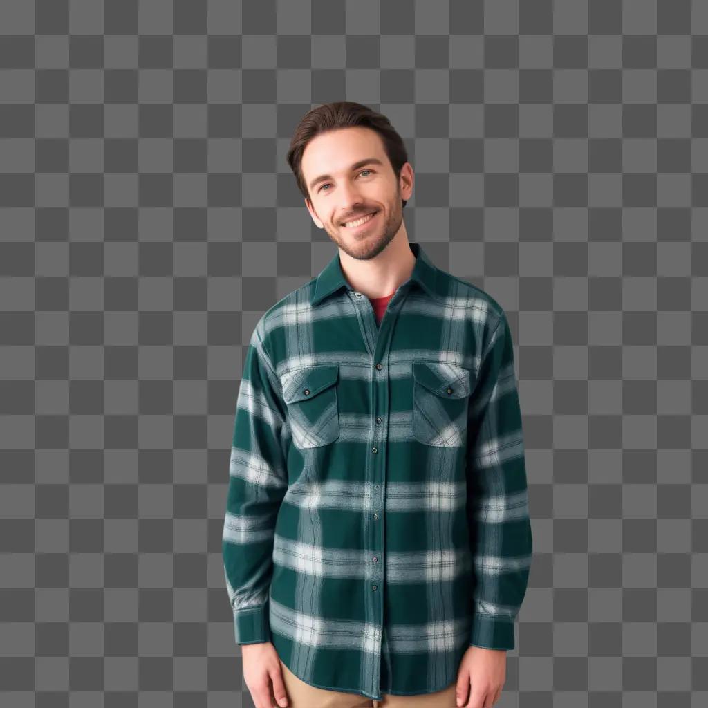 man in a green flannel shirt