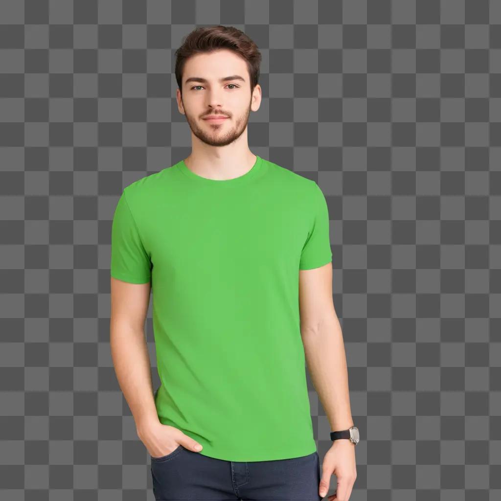 man in a green shirt posing for a photo