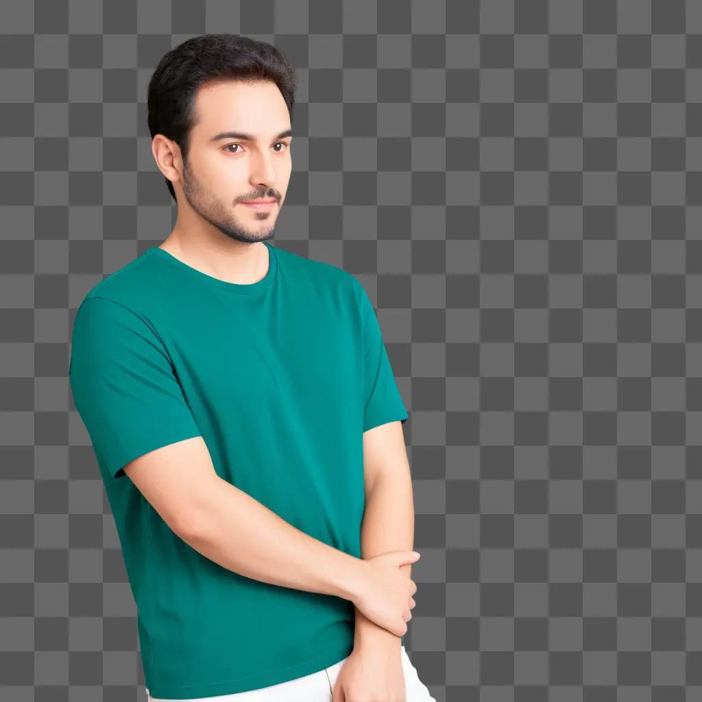 man in a green shirt posing for a picture