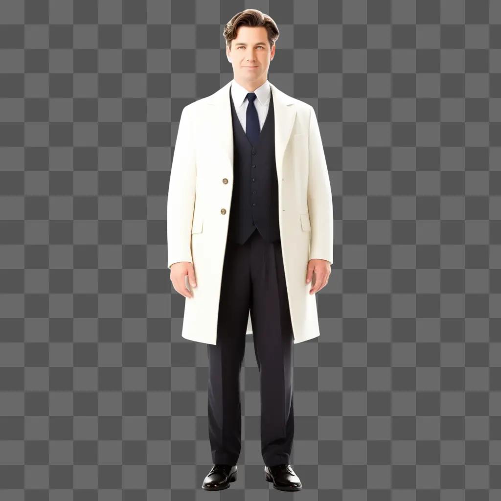 man in a white coat and tie