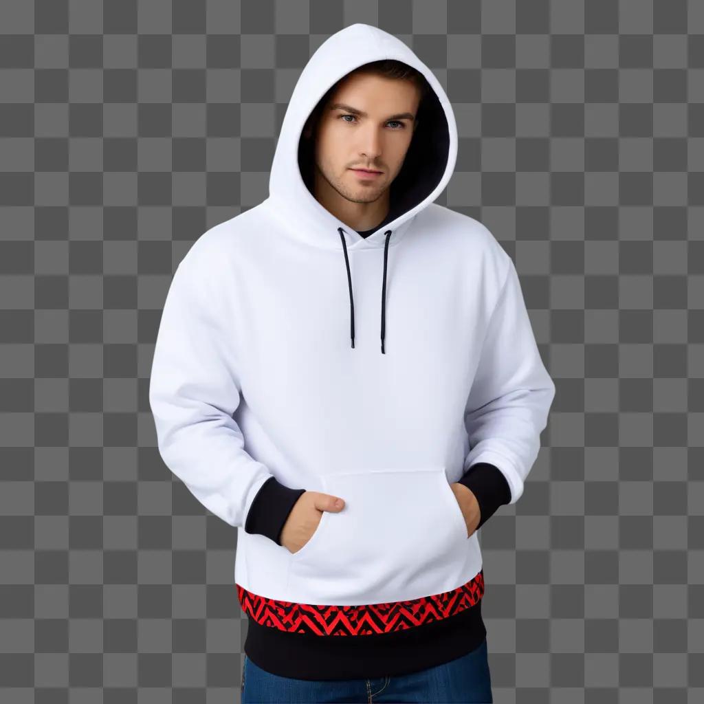 man in a white hoodie poses for the camera