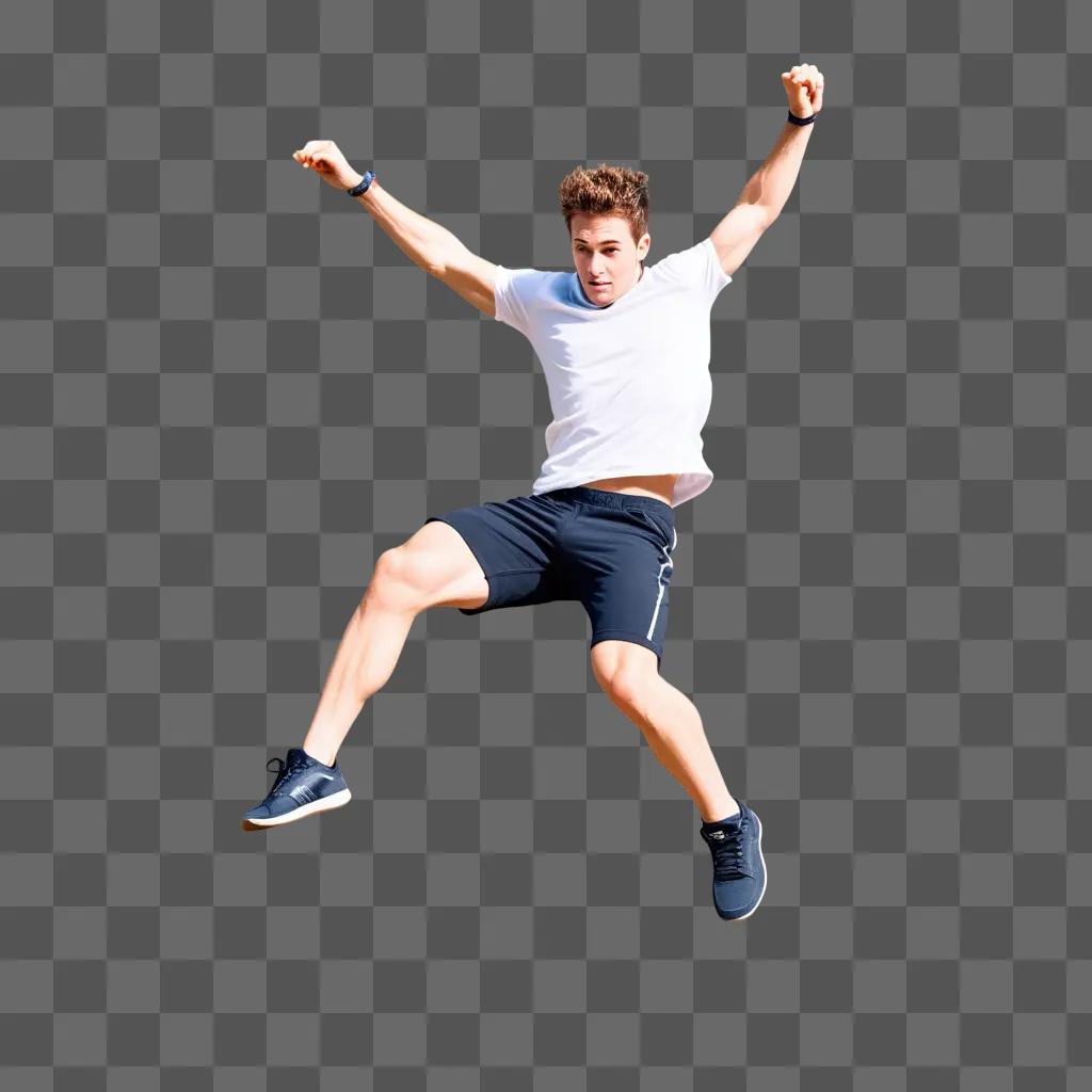 man jumping with his arms outstretched