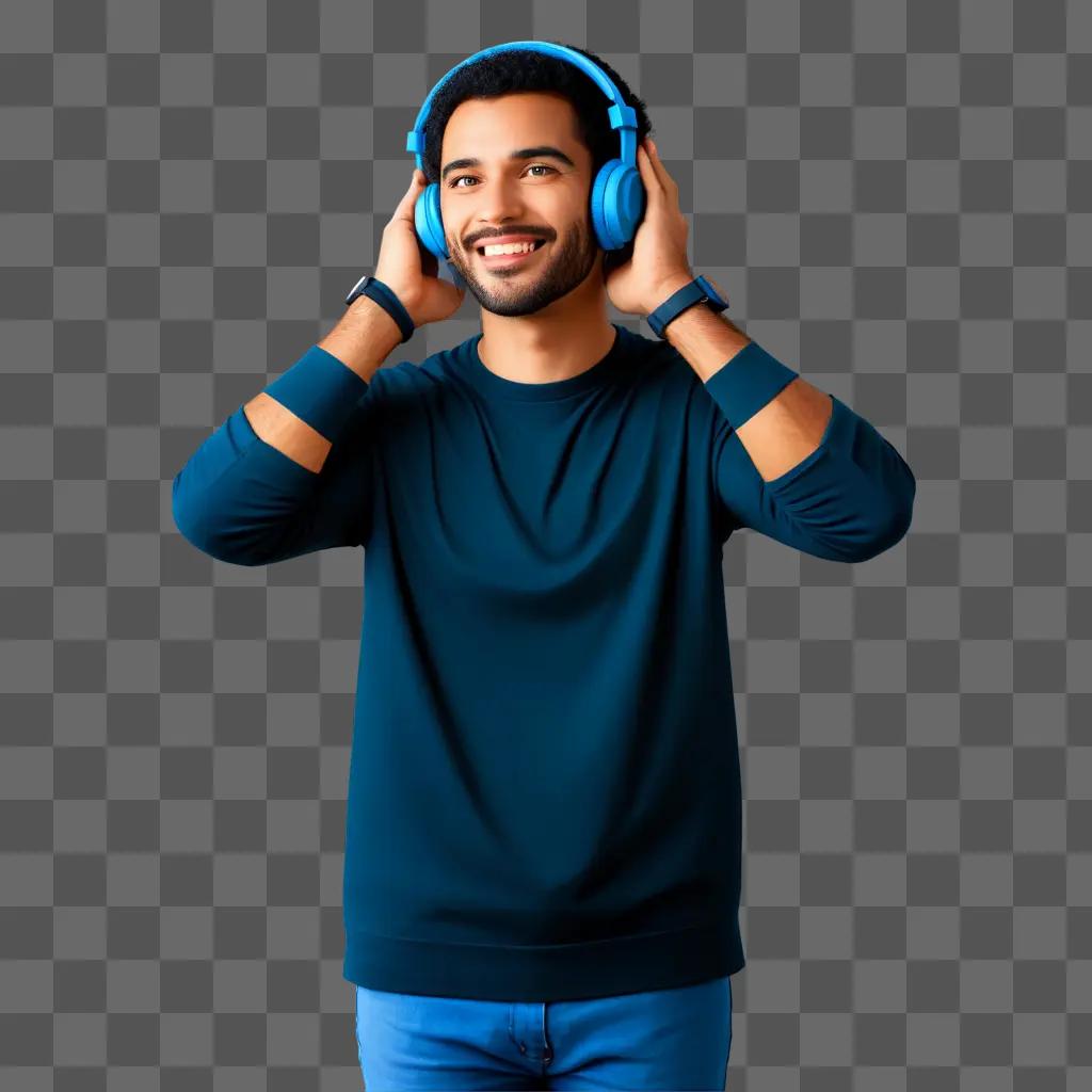 man listening to music on headphones