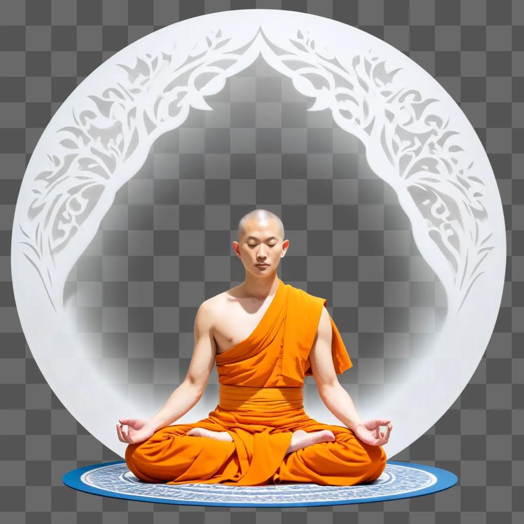 man meditates in a circle on a blue mat