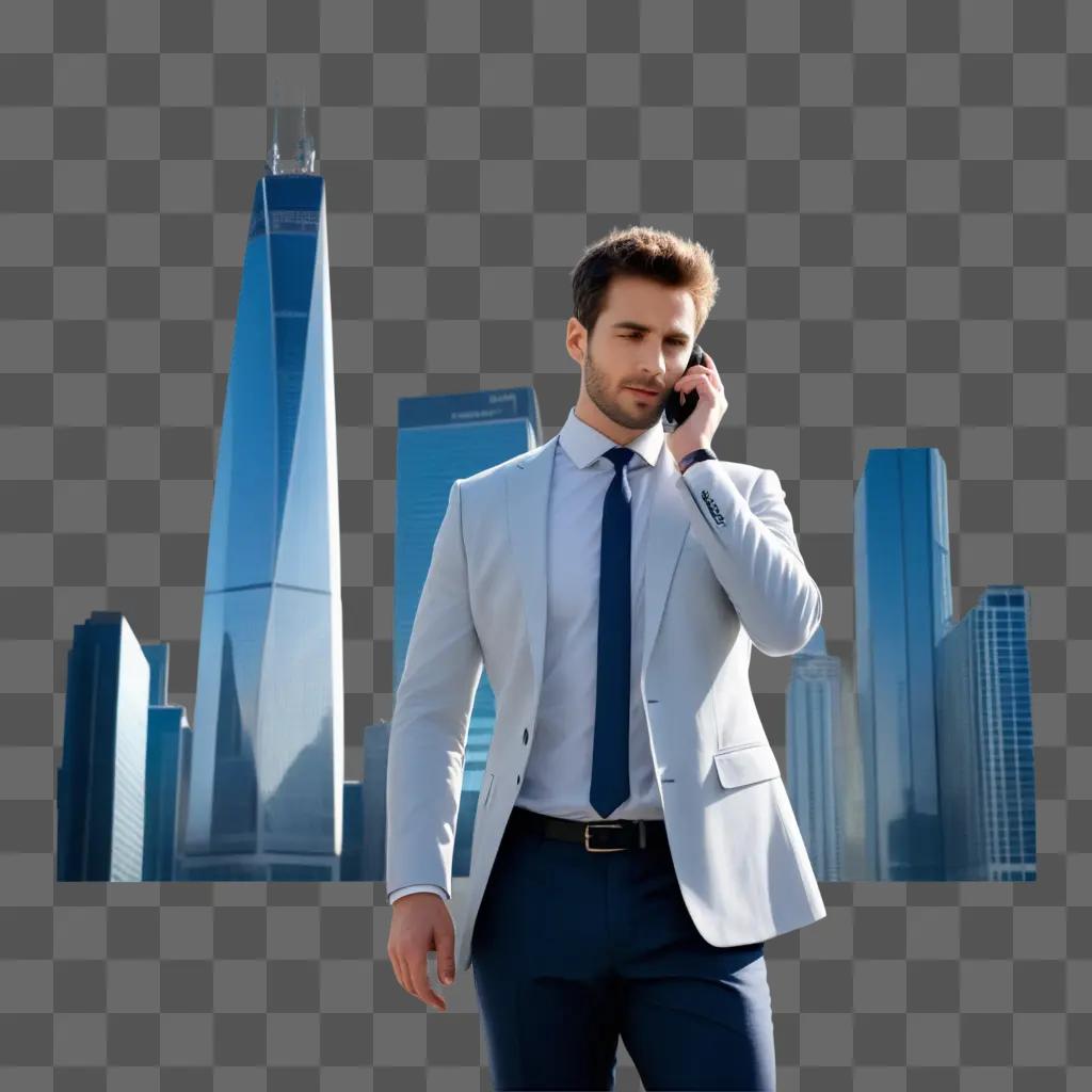 man on a phone in a business suit