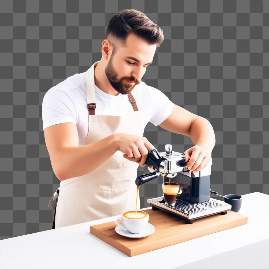 man prepares a freshly brewed cup of coffee