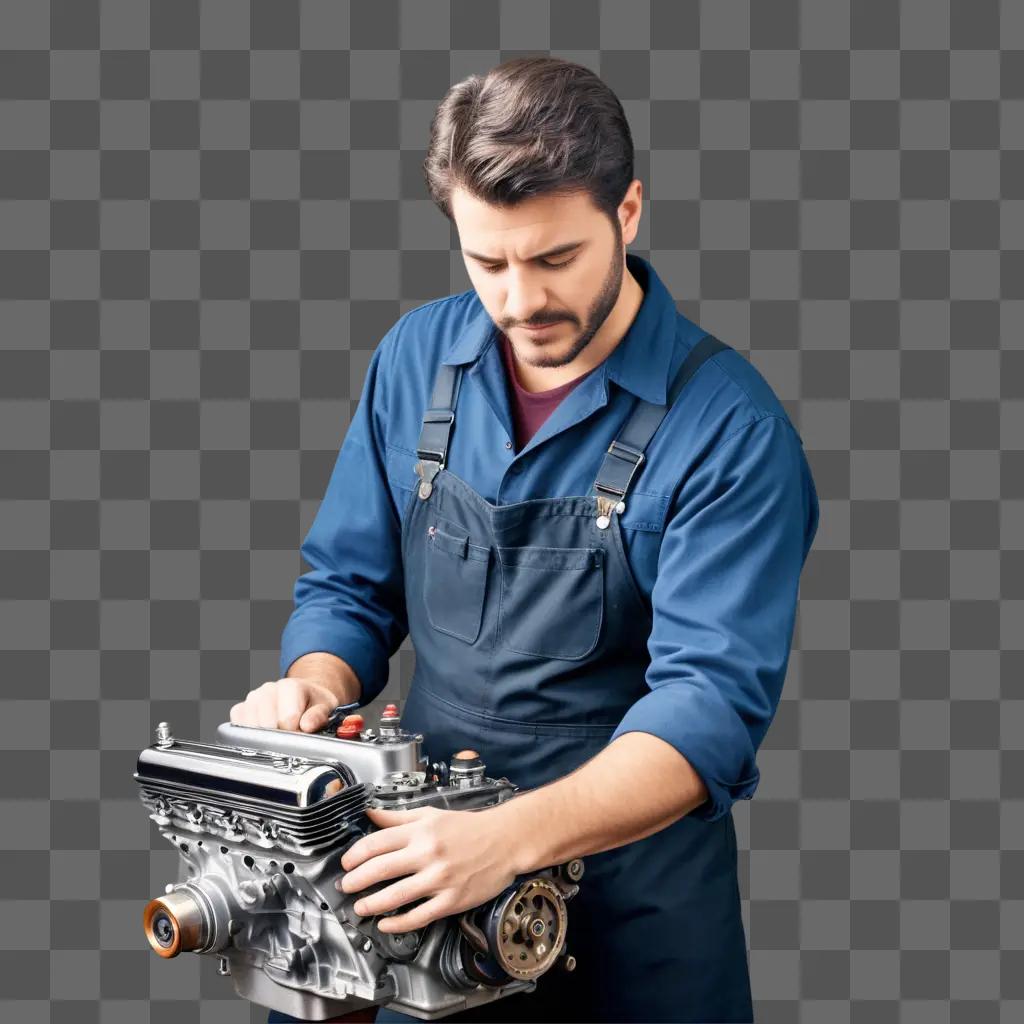 man repairing a car engine