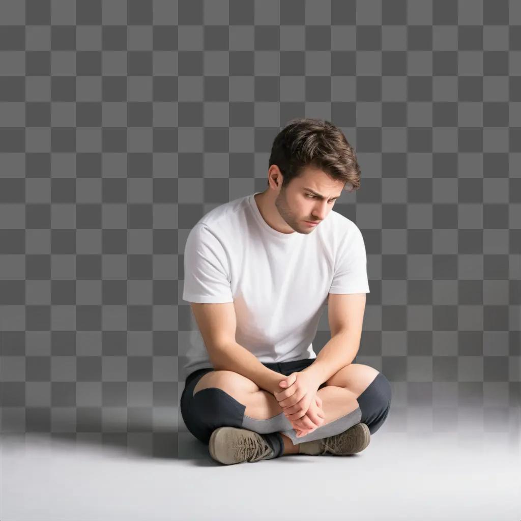 man sitting on the floor with his hands clasped