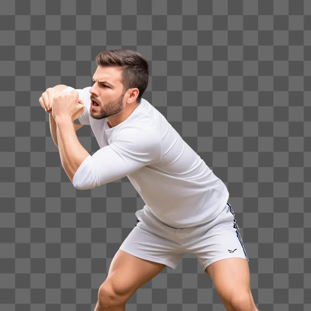 man wearing a white shirt and shorts is working hard