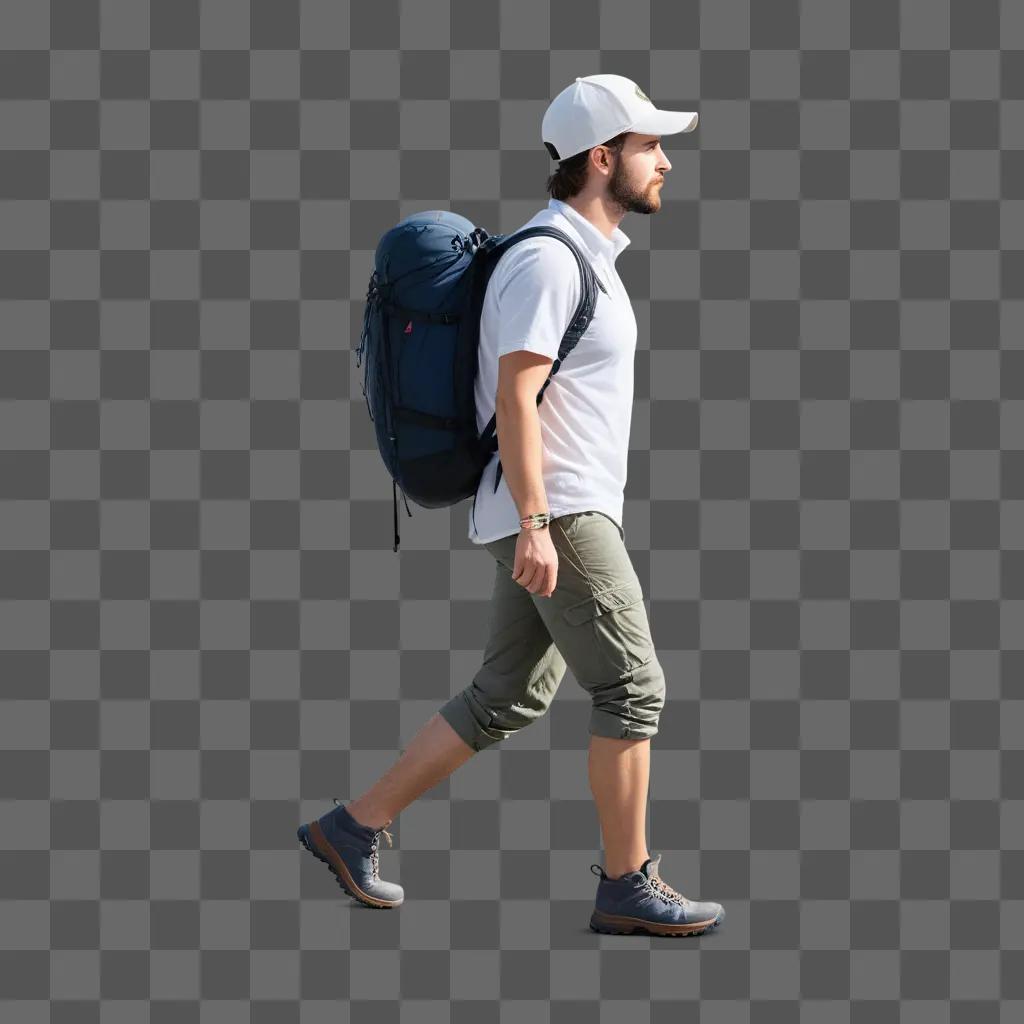 man with a backpack is walking through a forest