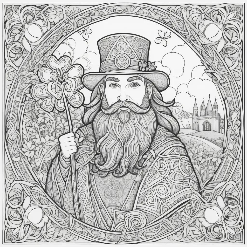 man with a beard and hat holding a flower and a wand