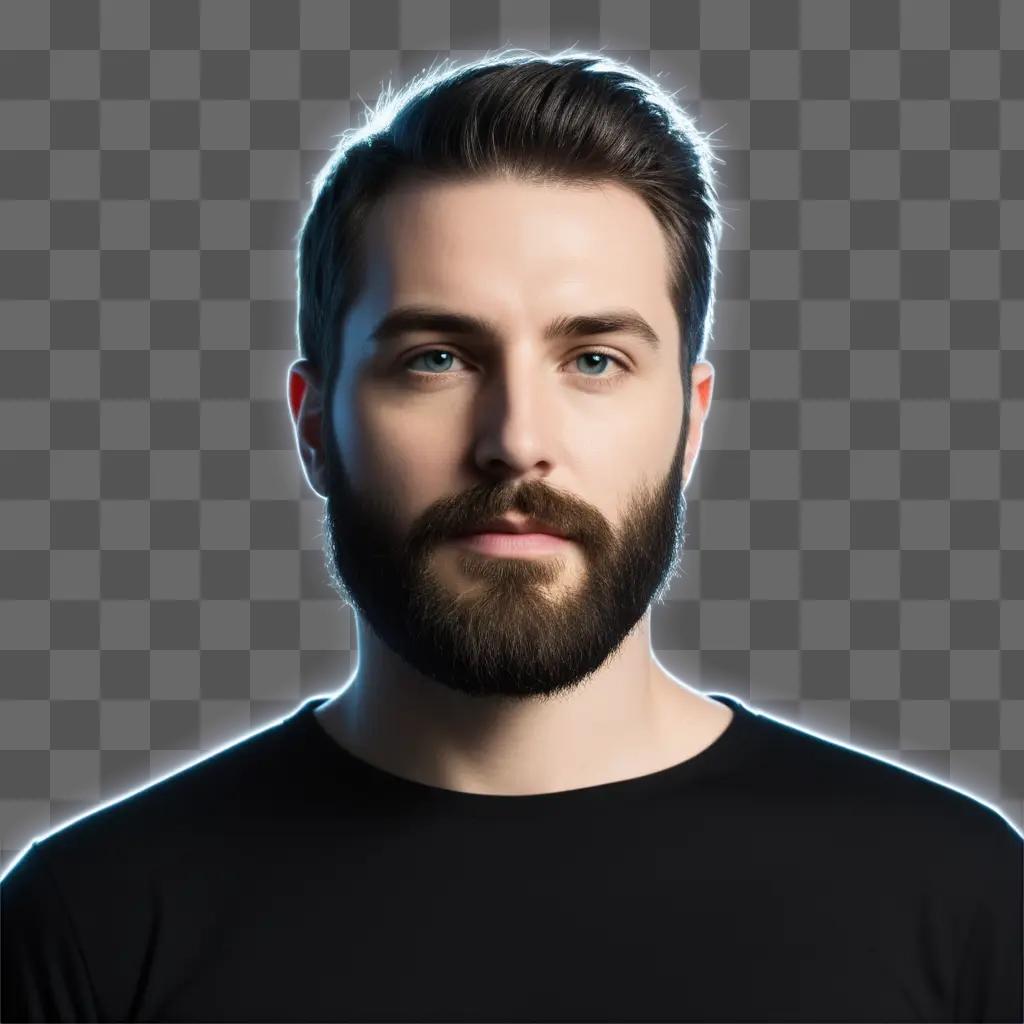 man with a beard stands in a transparent background