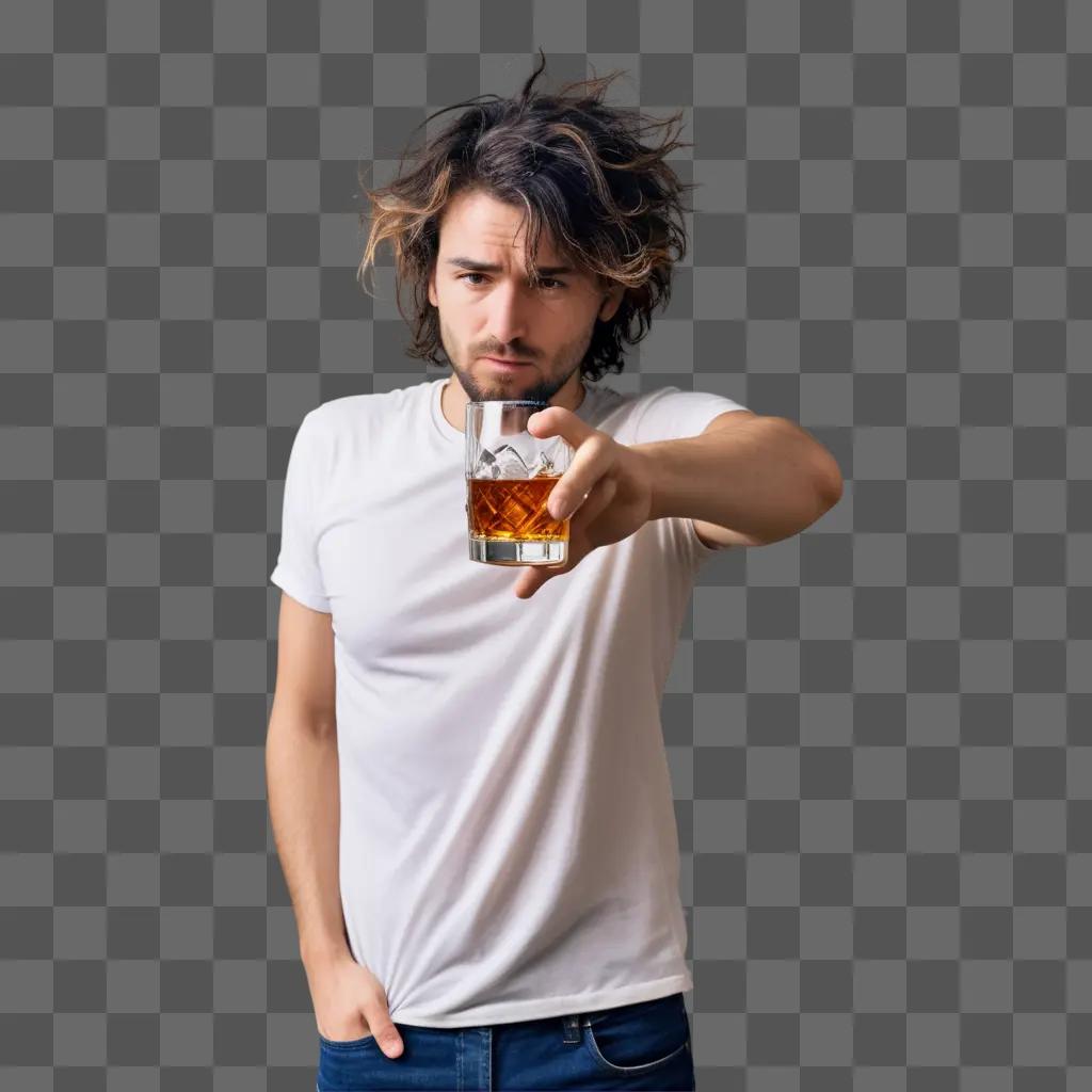 man with a glass of alcohol in his hand