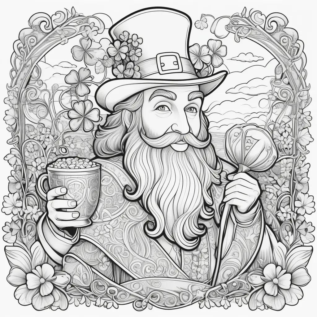 man with a hat and beard coloring page for St. Patricks Day