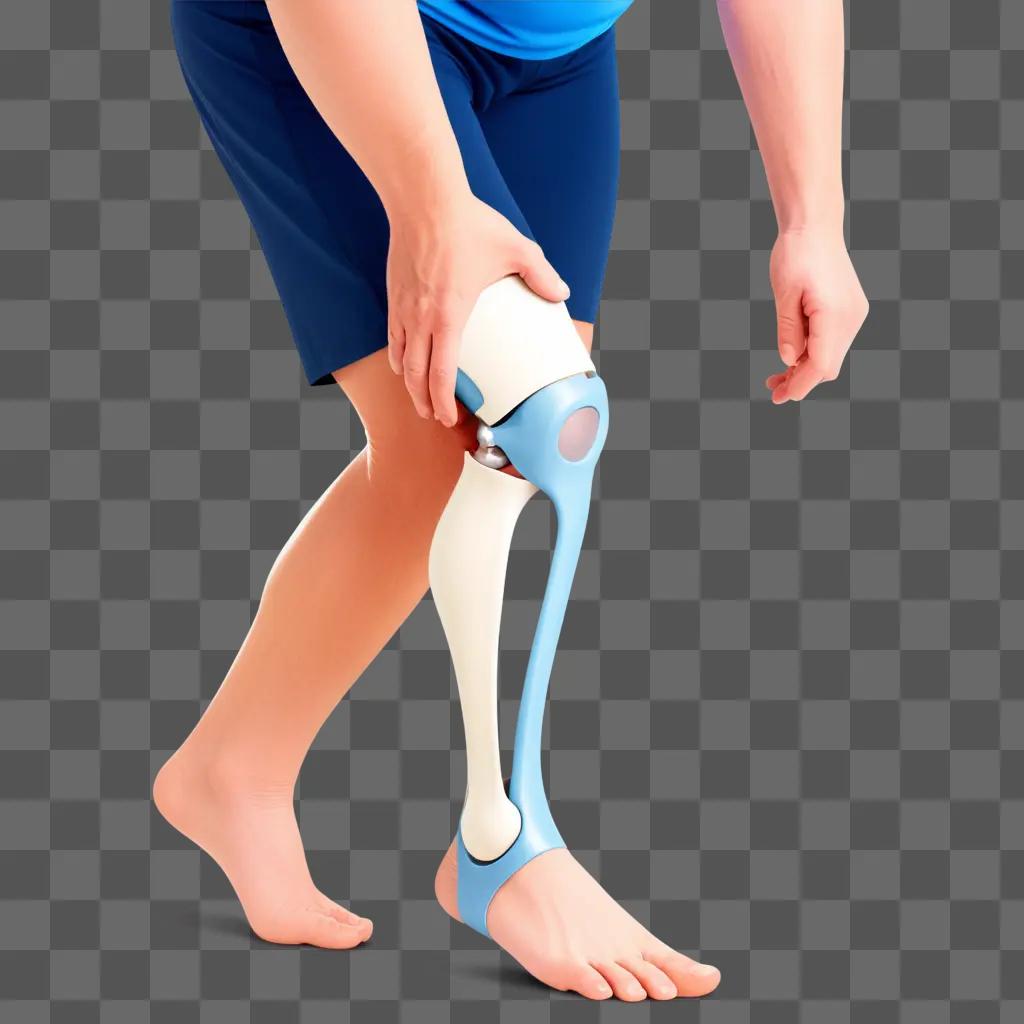 man with a knee replacement device in his leg