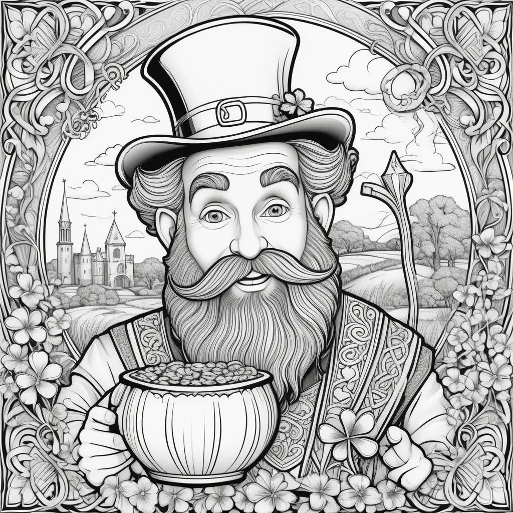 man with a pot of gold on a St. Patricks Day coloring page