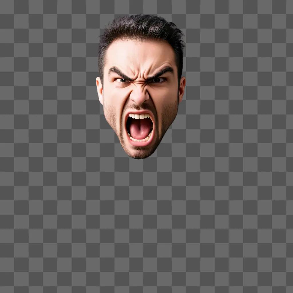 man with a rage face and open mouth