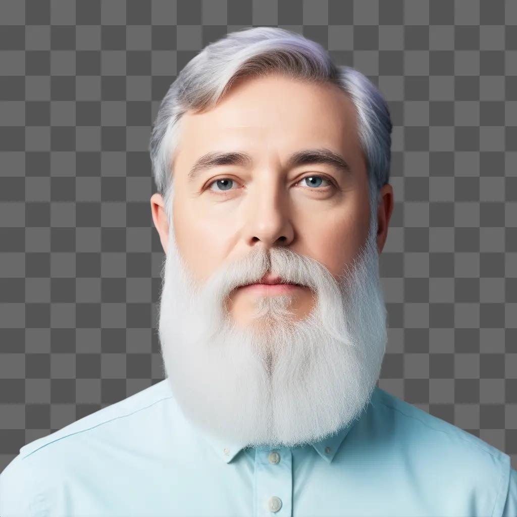 man with a transparent beard and blue eyes