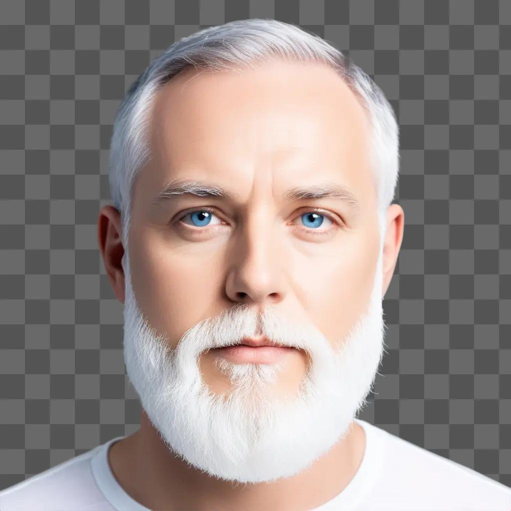 man with a transparent beard and blue eyes