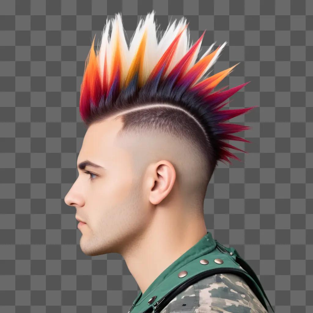 man with a vibrant Mohawk on his head