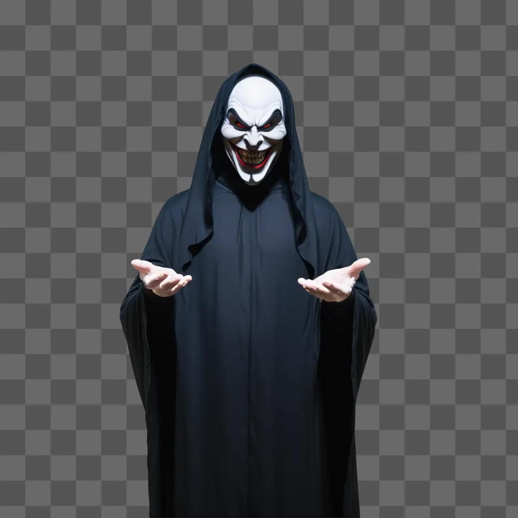 man with a white mask and black robe is evil