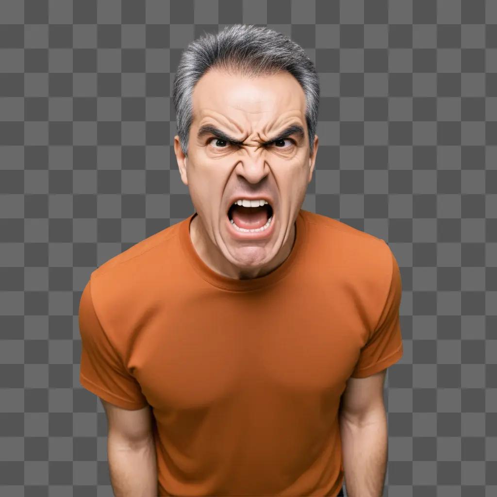 man with an angry face on a red shirt