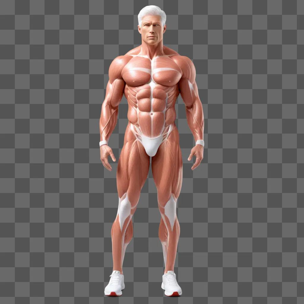 man with muscular body and transparent skin