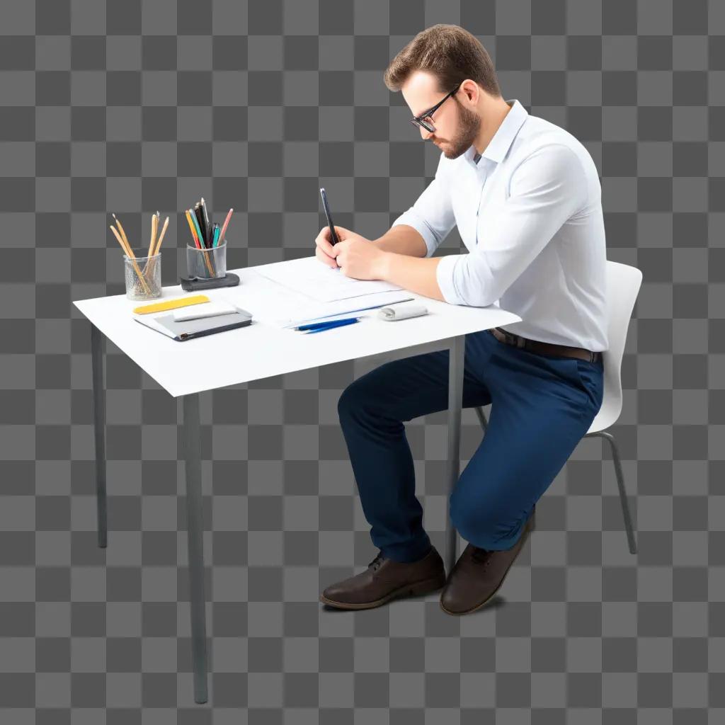 man working hard at his desk