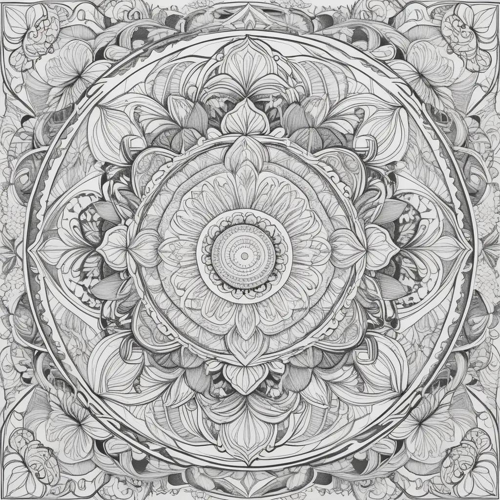 mandala coloring page in black and white