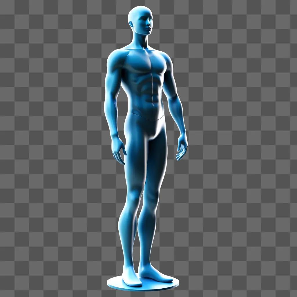 mannequin figure in a blue glow