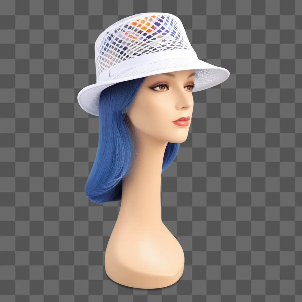 mannequin wearing a hat with a transparent design