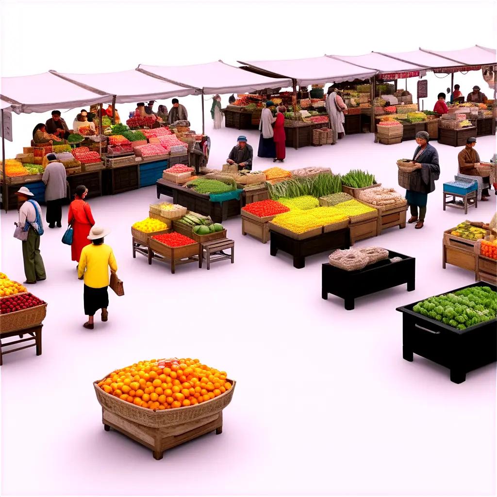 market with a variety of fruits and vegetables on display