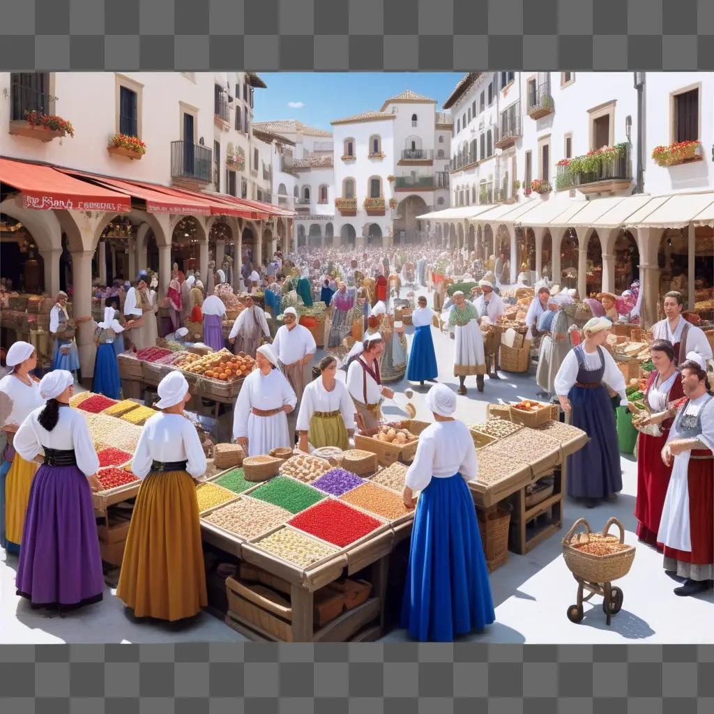 marketplace filled with colorful items and people