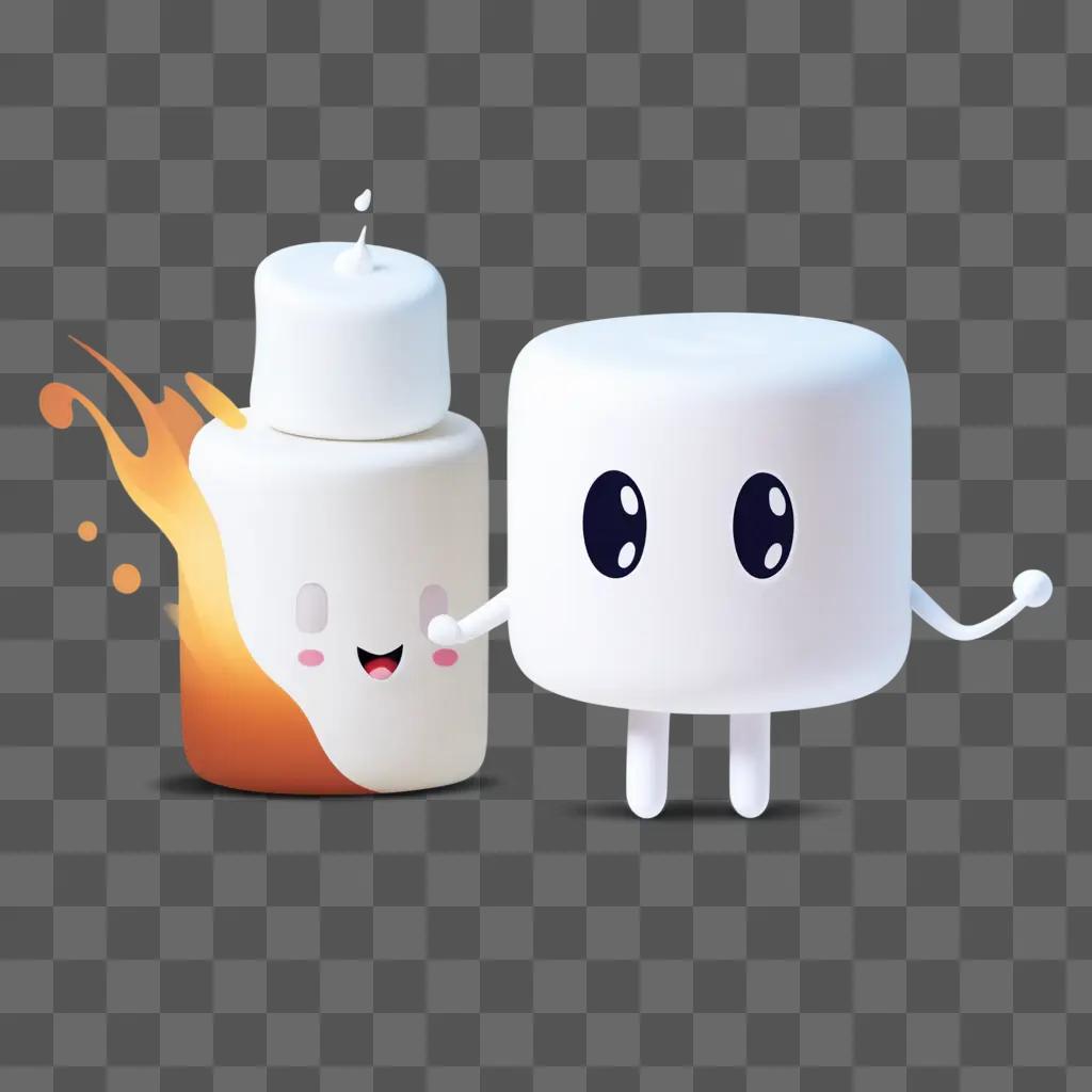 marshmallow with fire on it