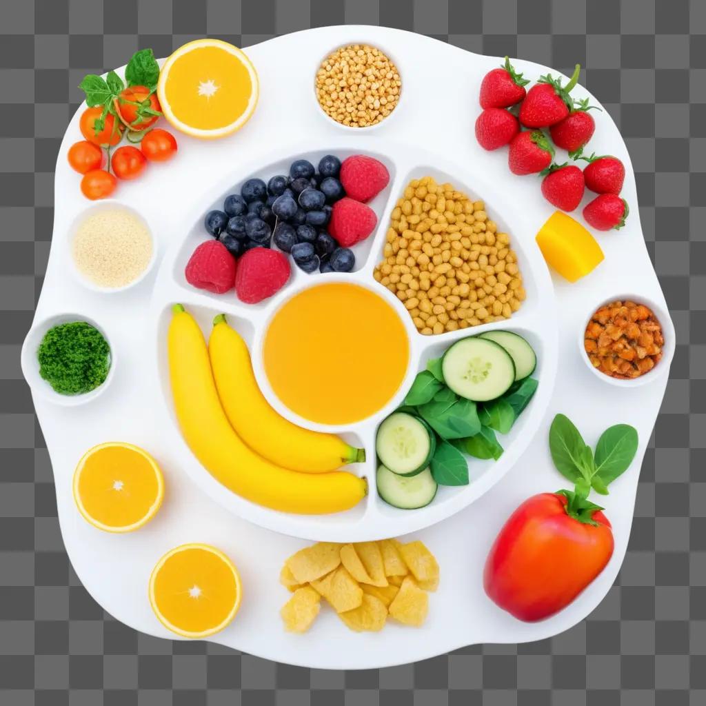 meal with a variety of fruits and vegetables