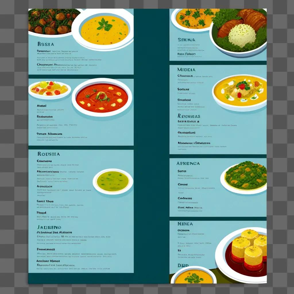 menu of various soups with different types of soup