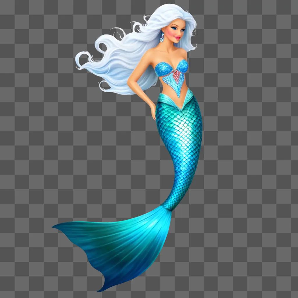 mermaid in a blue dress and tail