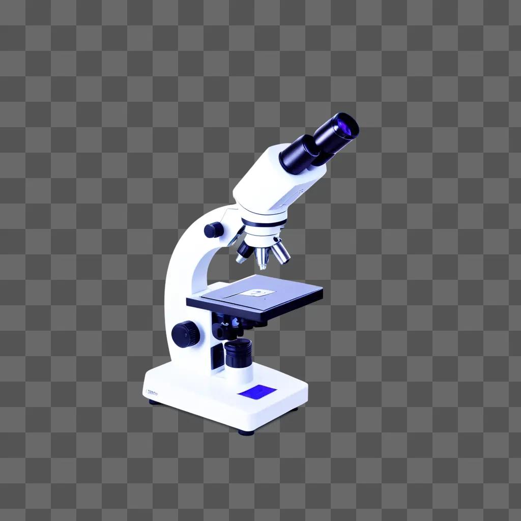 microscope with a blue base and black and white frame