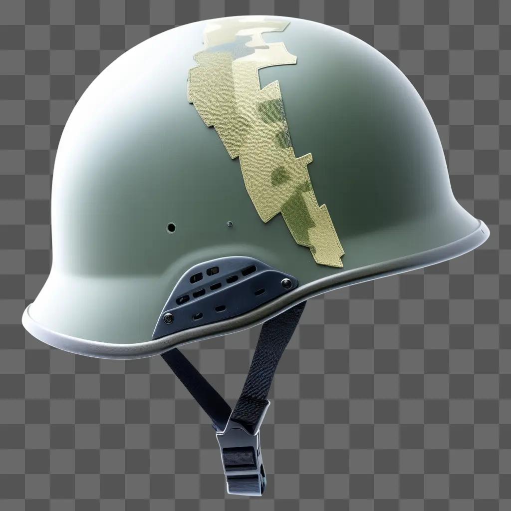 military helmet with a camouflage patch