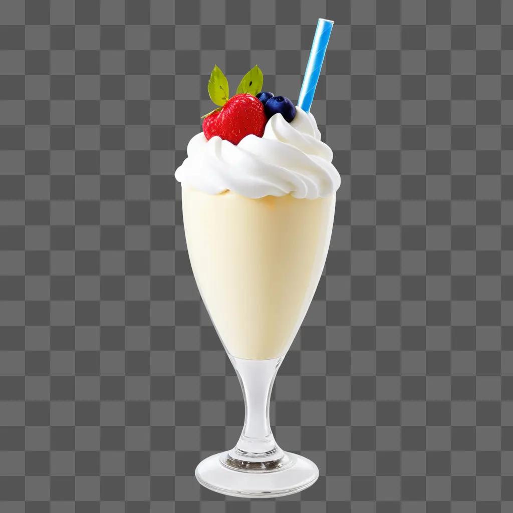 milk shake with berries and whipped cream