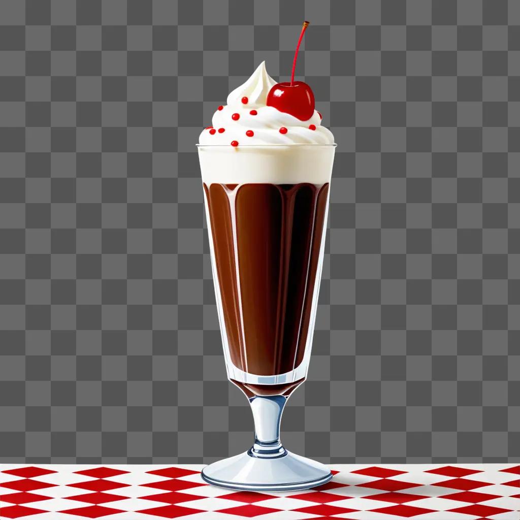 milk shake with whipped cream and cherry on top