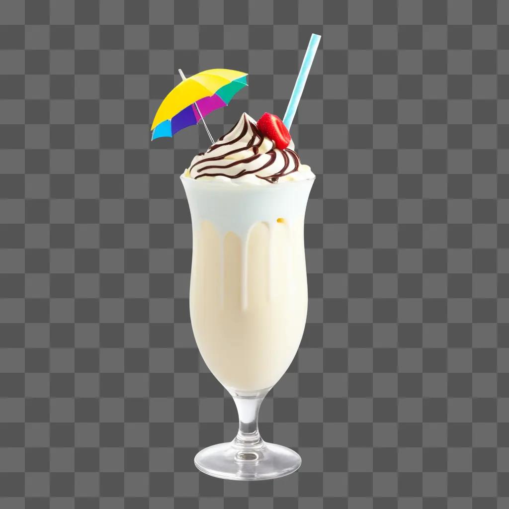 milkshake with umbrella and cherry on top