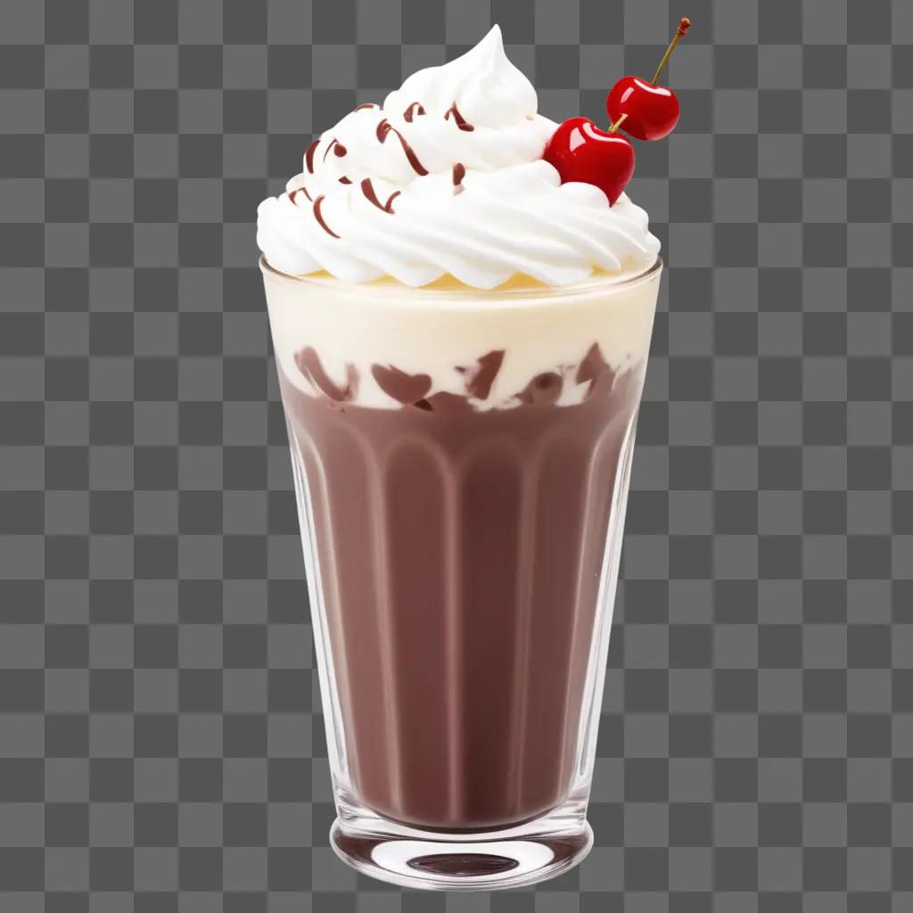 milkshake with whipped cream and cherry on top