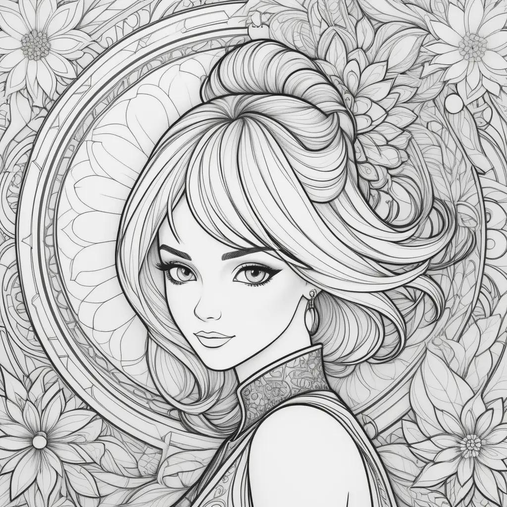 miraculous coloring page of a woman with a flower crown