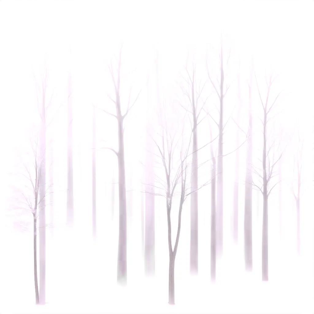 misty forest with transparent trees